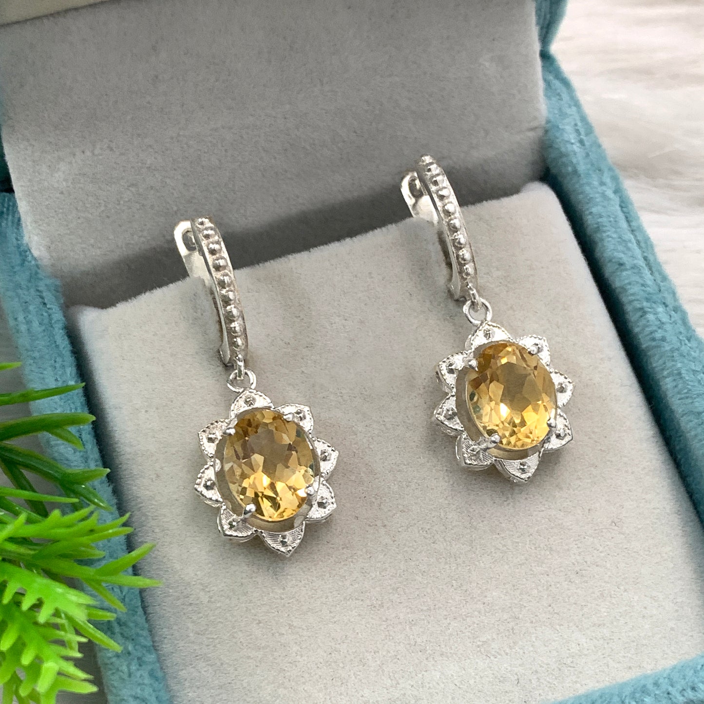 Natural Golden Citrine Flower Necklace-Handmade Silver Pendant Set-November Birthstone Jewelry-Gift For Wife-542 PILWALS