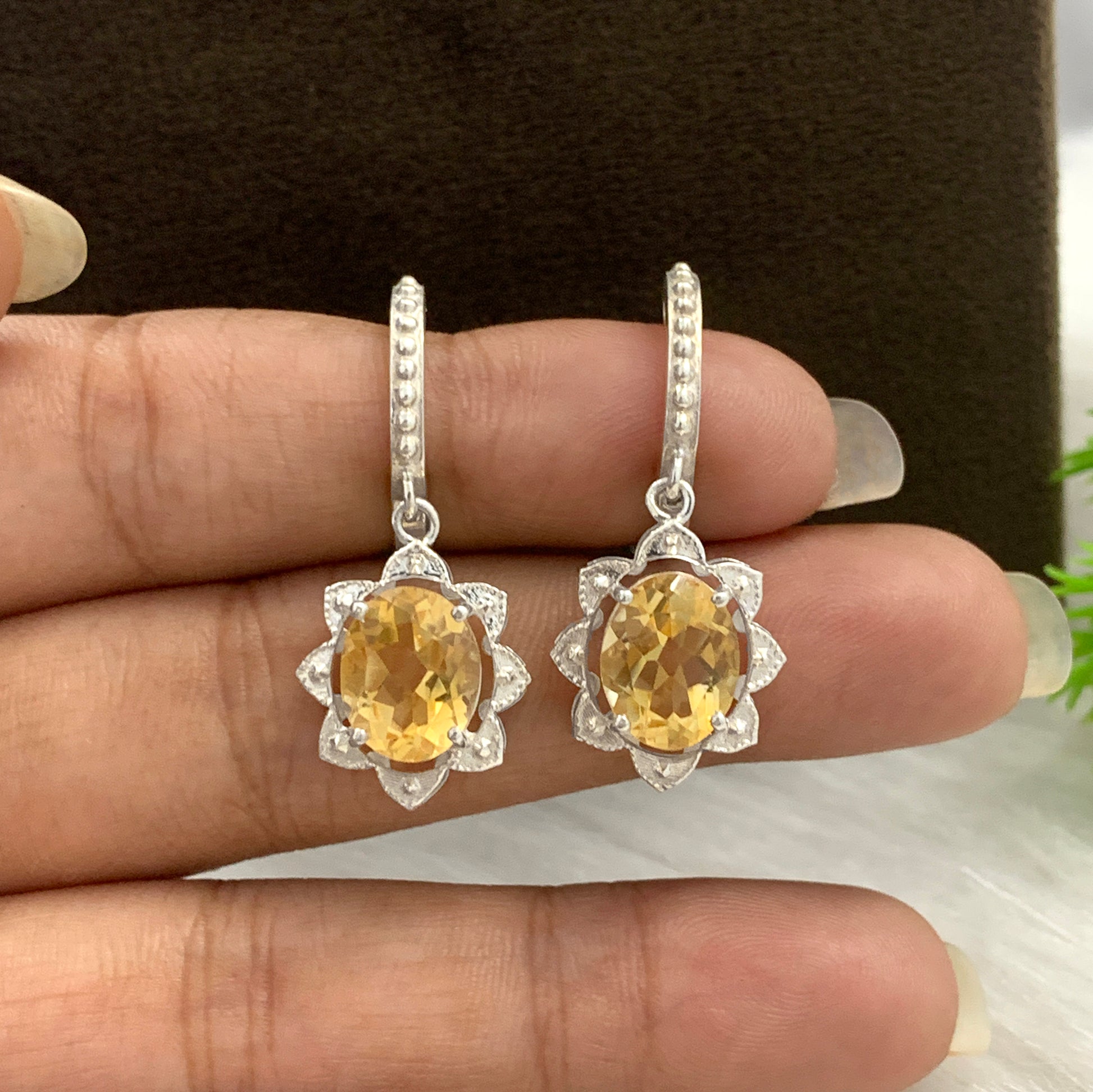 Natural Golden Citrine Flower Necklace-Handmade Silver Pendant Set-November Birthstone Jewelry-Gift For Wife-542 PILWALS