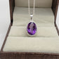 925 Sterling Silver Necklace-Purple Gemstone Jewelry-Amethyst Oval Pendant-Anniversary Gift-322 PILWALS