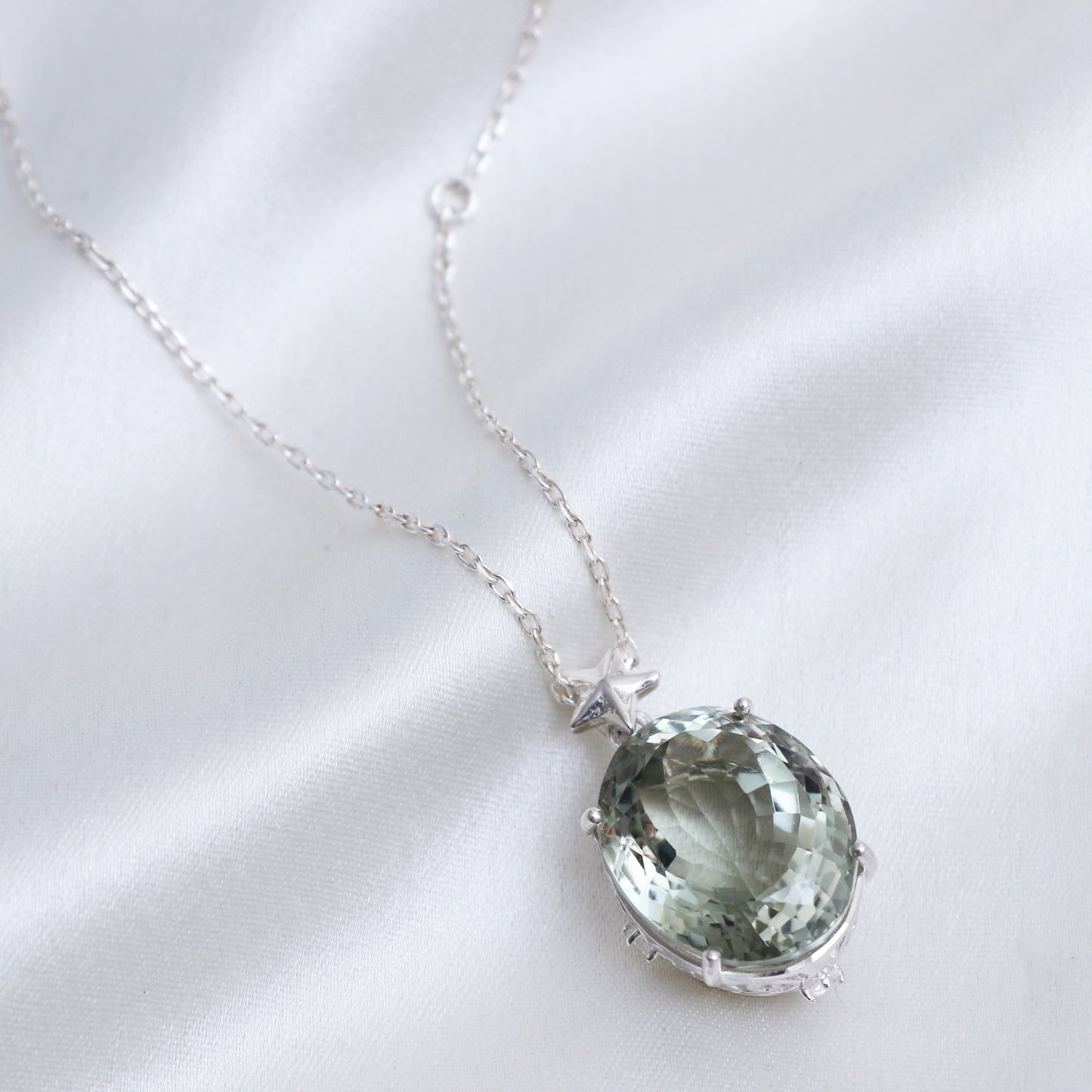 Green Amethyst Oval Pendant-Unique Pendant-One of Kind Pendant-925 Silver Pendant-Huge Gemstone Pendant-Gift For her-339 PILWALS