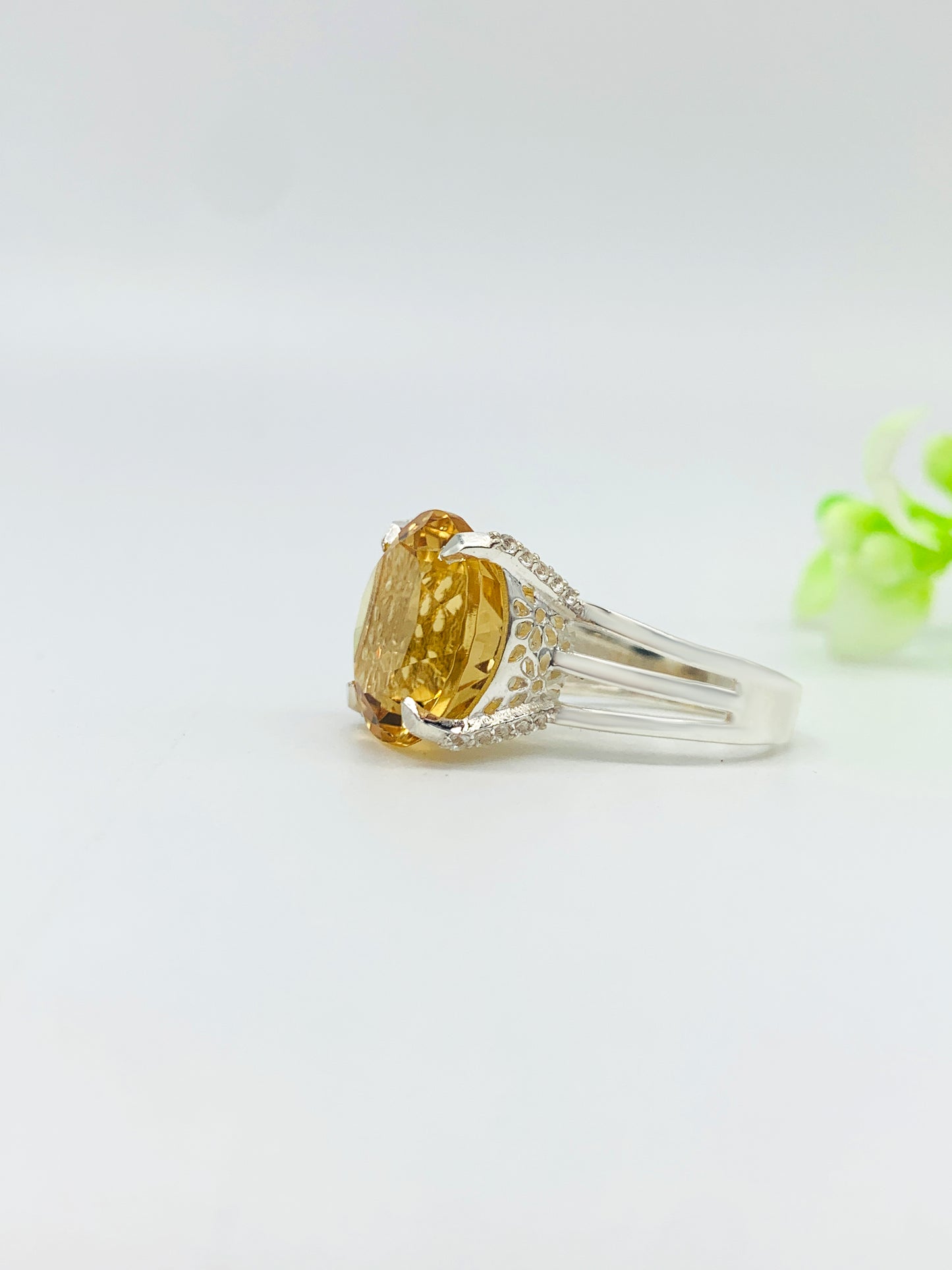 Natural Citrine Cushion Cut Ring-Engagement Ring-November Birthday Gift-Elegant Citrine Ring-1018 PILWALS