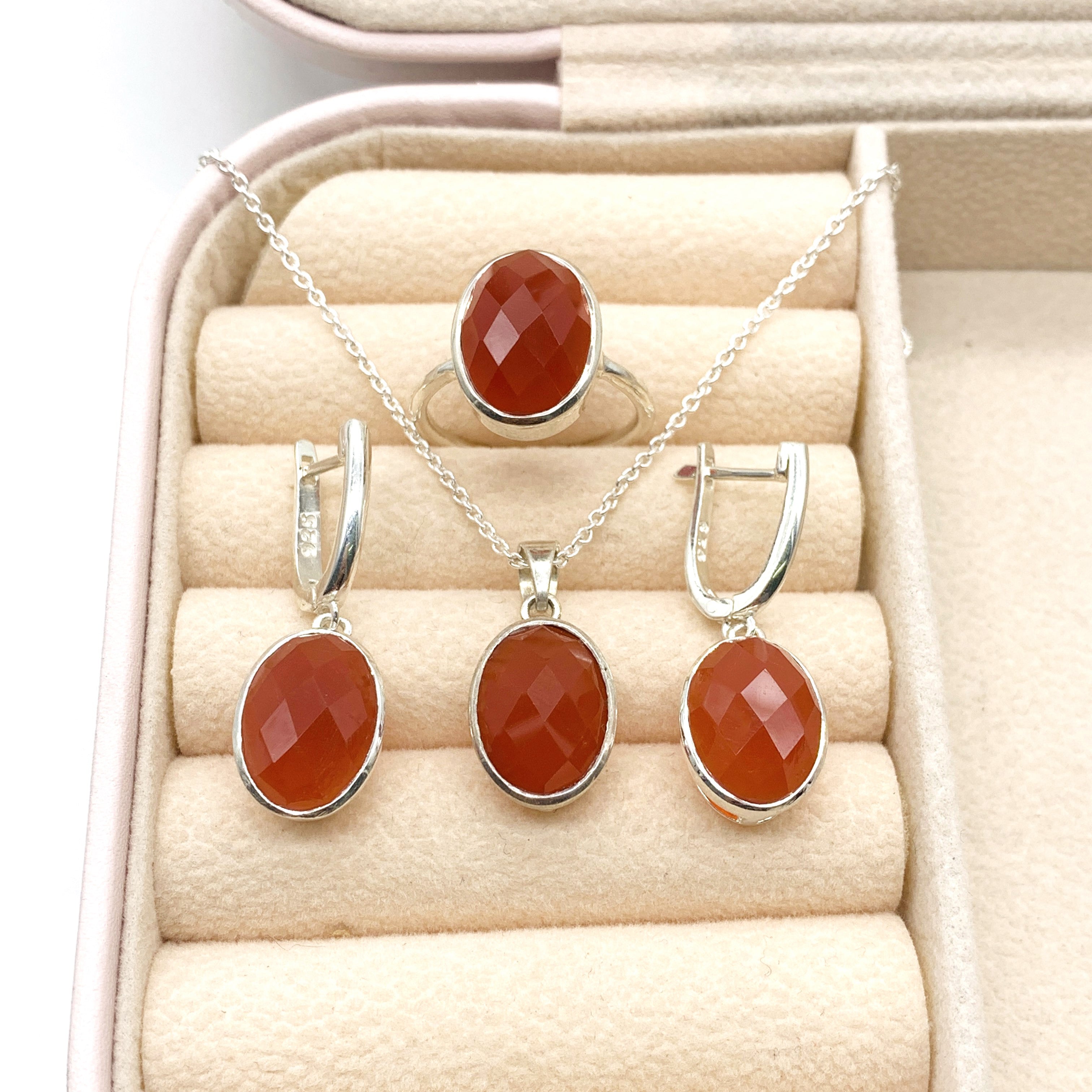 Natural Carnelian Pendant, 925 Solid Sterling Silver Large Pendant with Marquise Cut Faceted Red Carnelian Gemstone, high quality Bohemian Silver Pendant