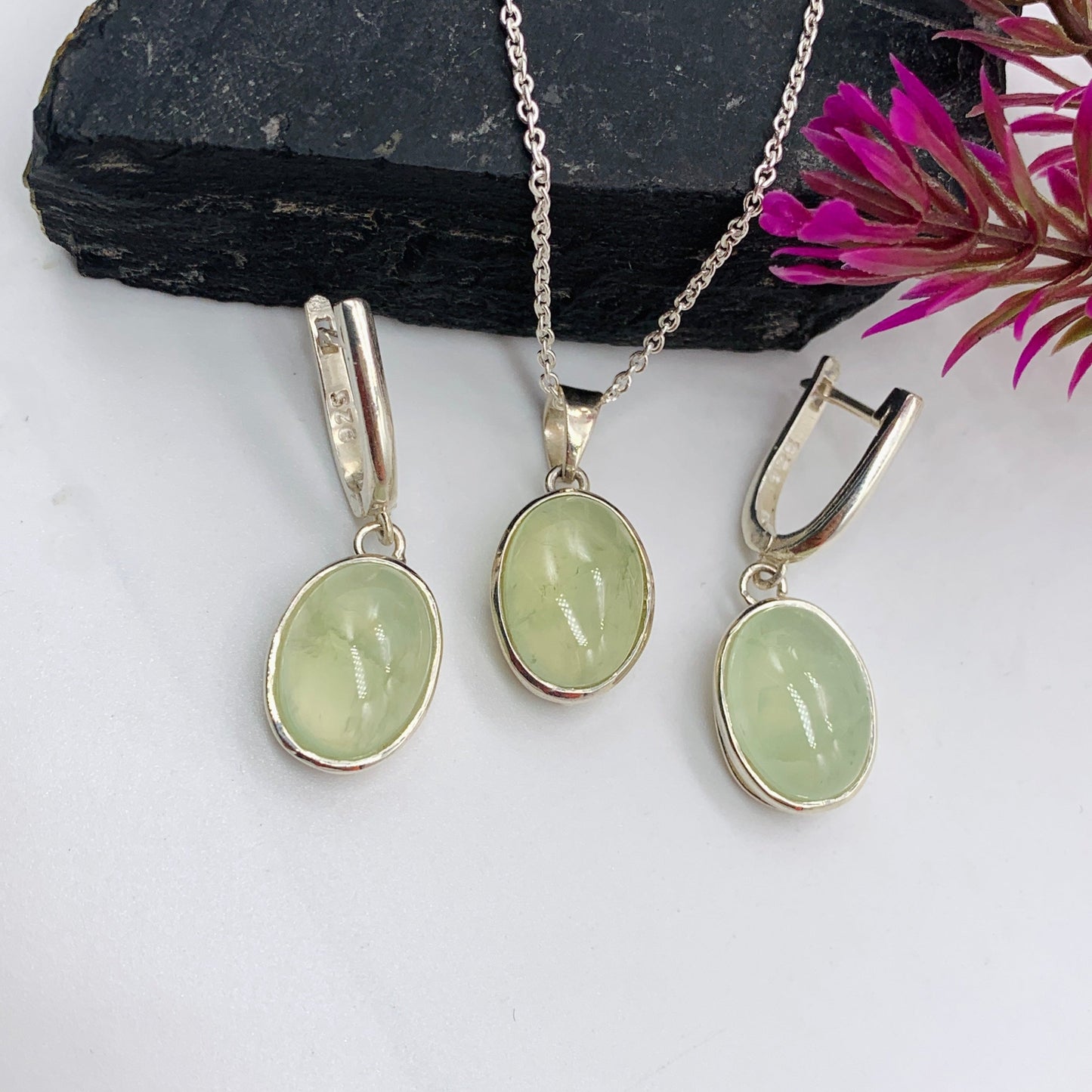 Natural Prehnite Silver Necklace-June Birthstone-925 Sterling Silver Jewelry-Anniversary Gift Necklace-276 PILWALS