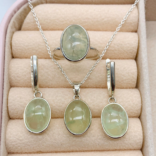 Natural Prehnite Silver Necklace-June Birthstone-925 Sterling Silver Jewelry-Anniversary Gift Necklace-276 PILWALS