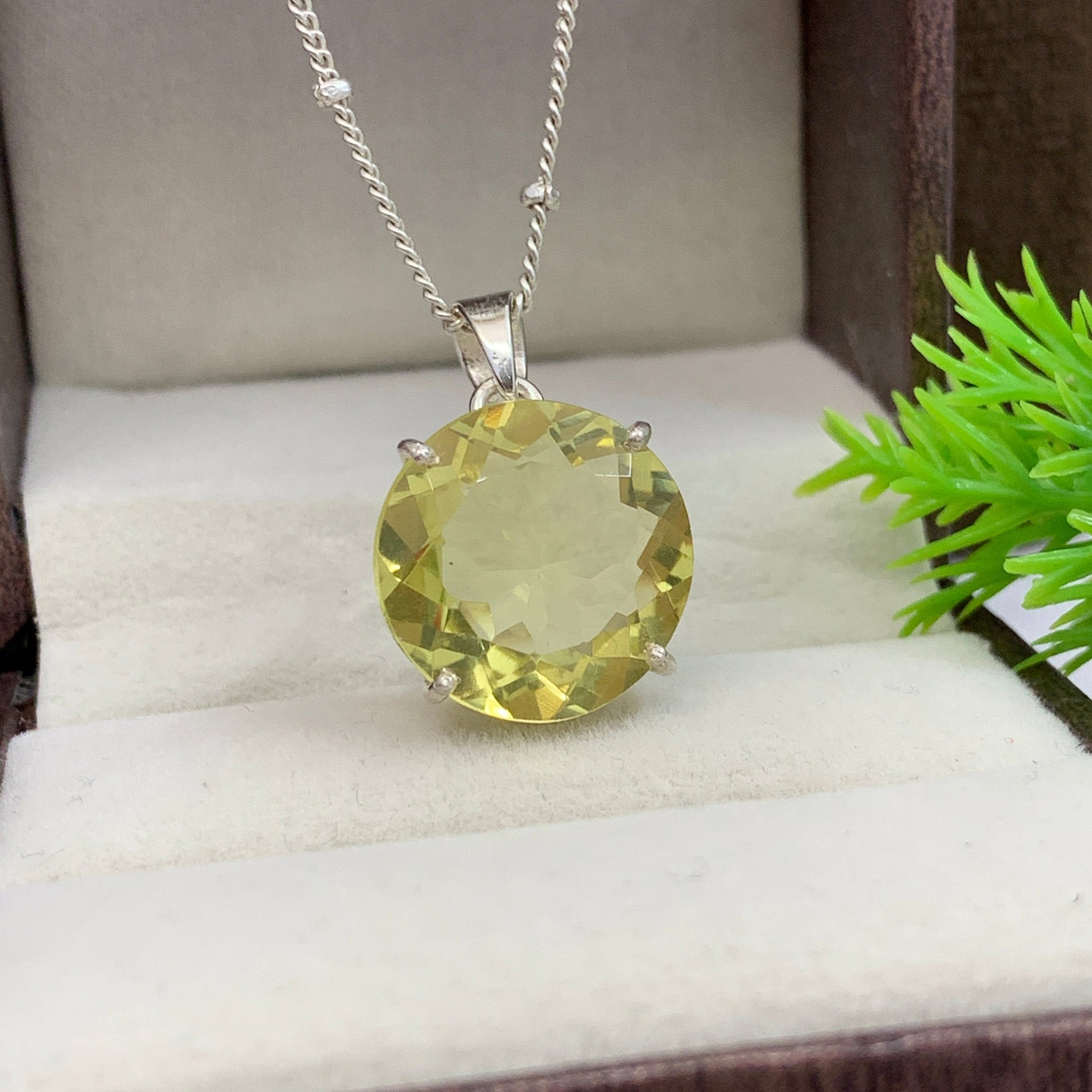 Stunning Lemon Quartz Pendant-Handmade Sterling Silver Necklace-Semi Precious Quartz Pendant-Quartz Prong Pendant-Gift For Her-336 PILWALS