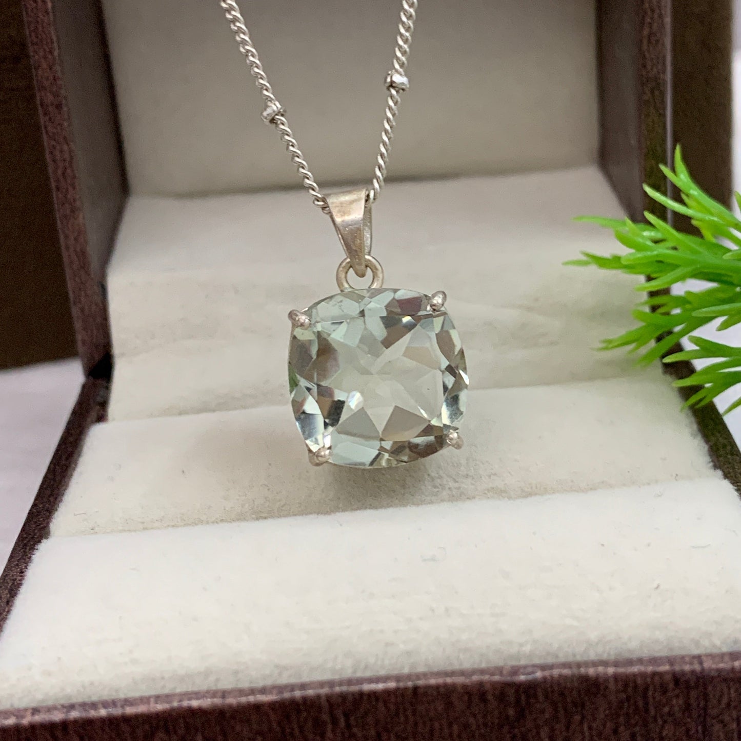 Unique Amethyst Cushion Cut Pendant-925 Sterling Silver Necklace-Prasiolite Prong Pendant-February Birthstone-Gift for Love-336 PILWALS