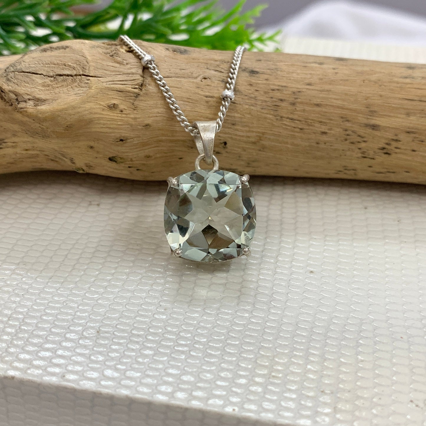 Unique Amethyst Cushion Cut Pendant-925 Sterling Silver Necklace-Prasiolite Prong Pendant-February Birthstone-Gift for Love-336 PILWALS