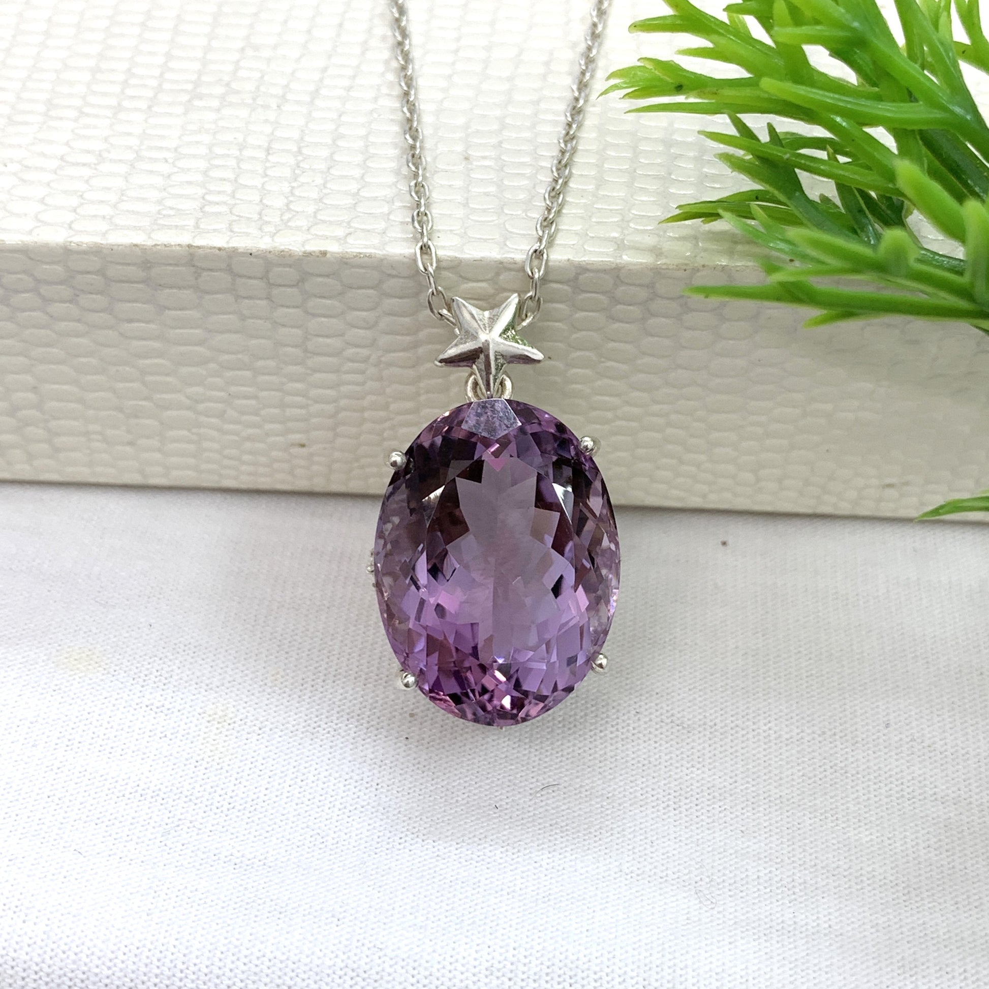 Natural Large Amethyst Necklace-Purple Gemstone Pendant-February Birthday Gift-Unisex Amethyst Pendant-339 PILWALS