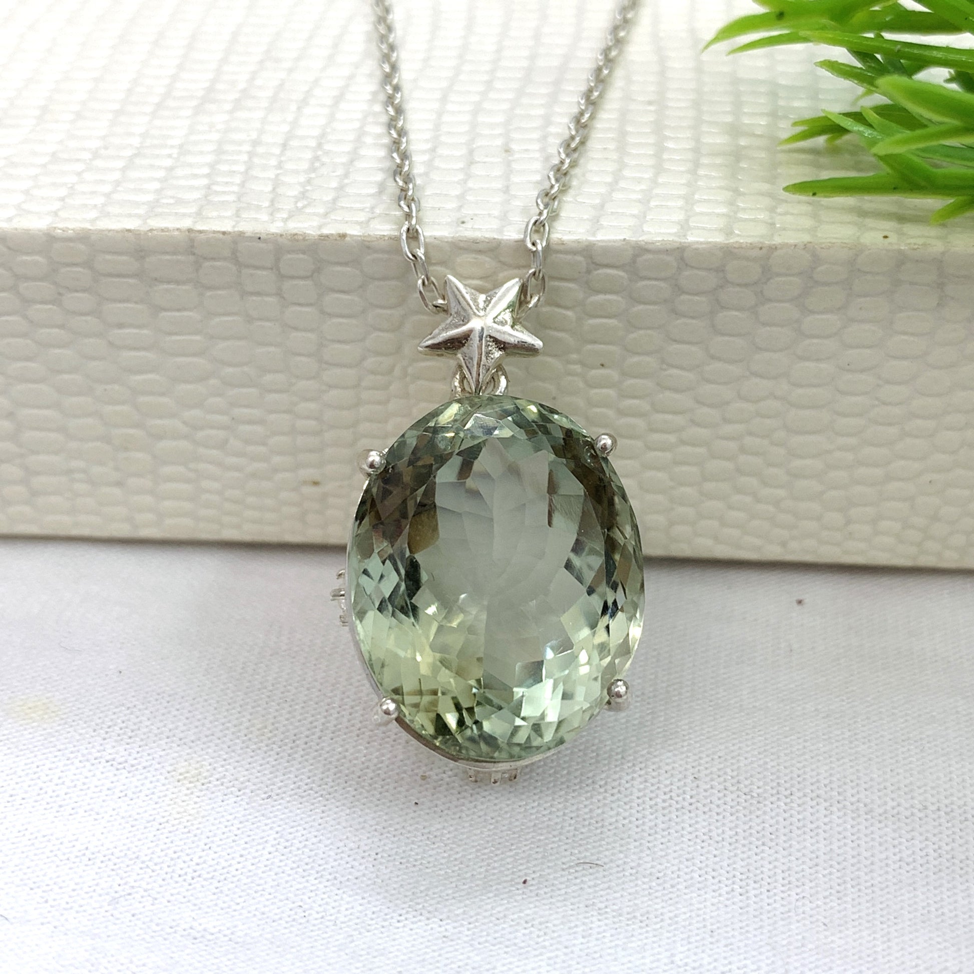 Green Amethyst Oval Pendant-Unique Pendant-One of Kind Pendant-925 Silver Pendant-Huge Gemstone Pendant-Gift For her-339 PILWALS