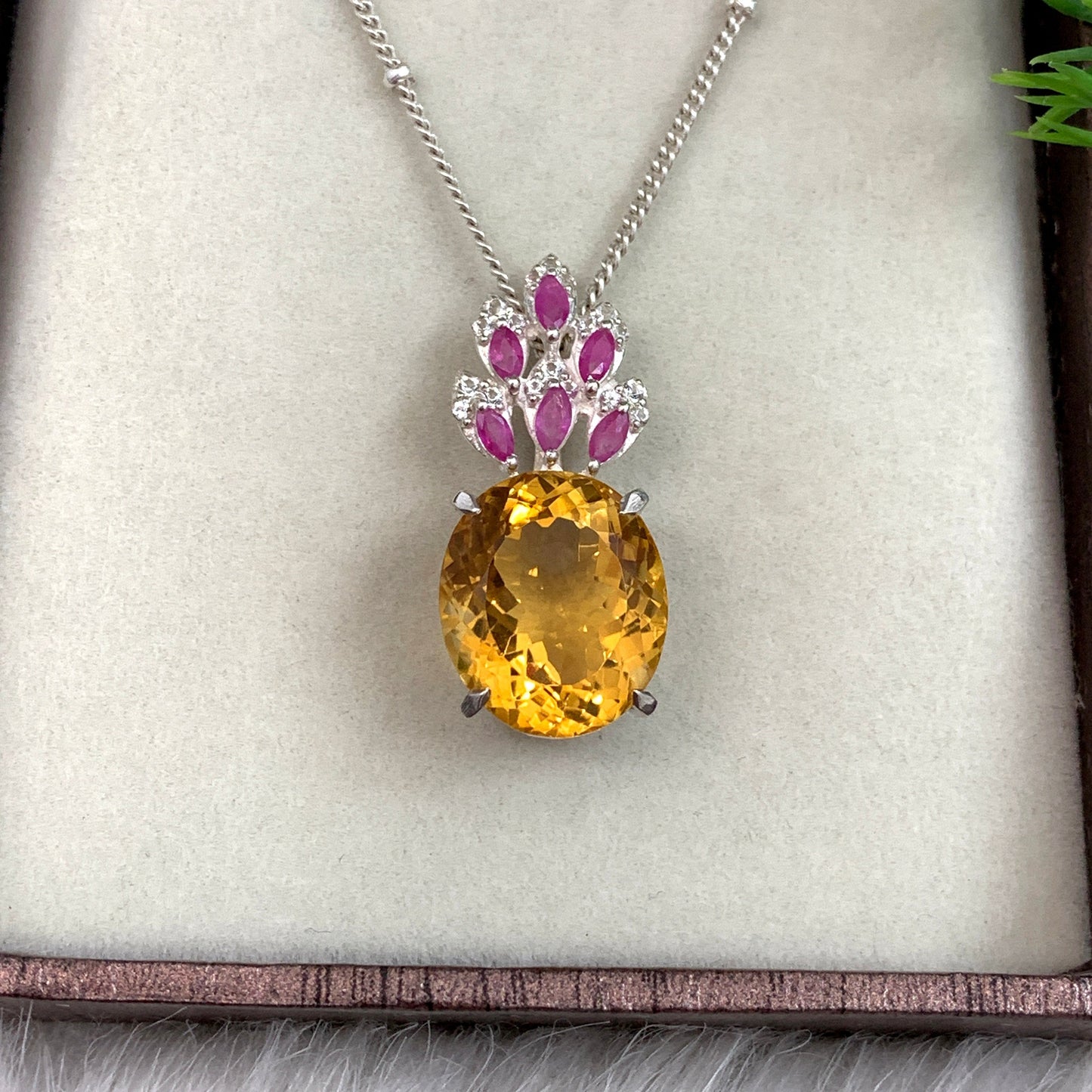 Oval Cut Natural Citrine Pendant-November Birthday Gift For Wife-Designer Citrine Pendant-Huge Citrine Necklace-349 PILWALS