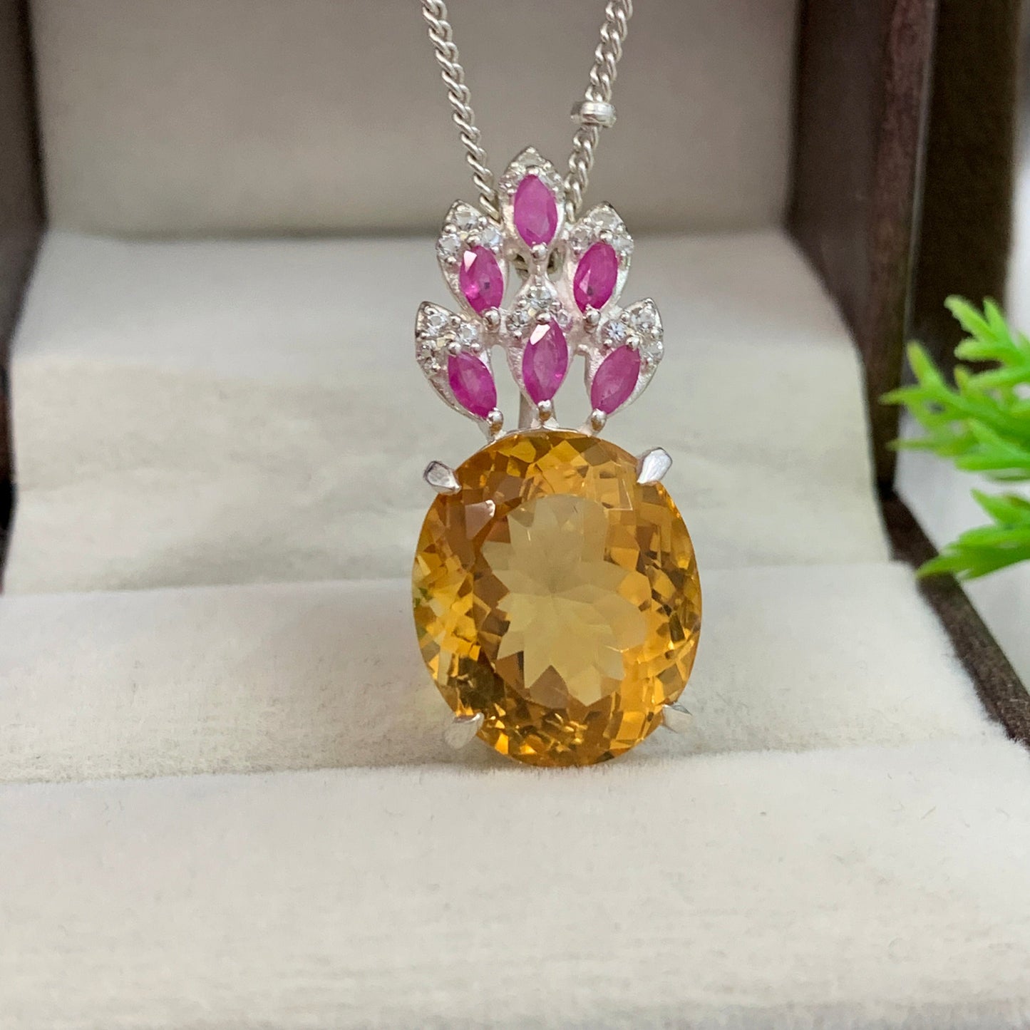 Oval Cut Natural Citrine Pendant-November Birthday Gift For Wife-Designer Citrine Pendant-Huge Citrine Necklace-349 PILWALS