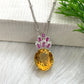 Oval Cut Natural Citrine Pendant-November Birthday Gift For Wife-Designer Citrine Pendant-Huge Citrine Necklace-349 PILWALS