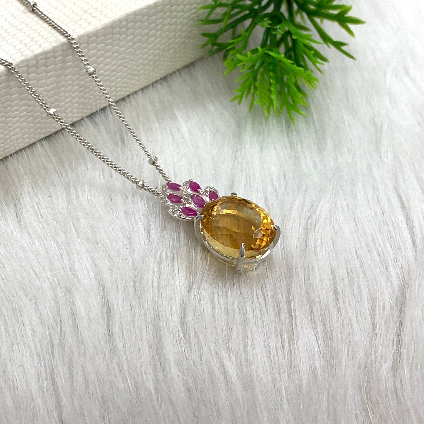 Oval Cut Natural Citrine Pendant-November Birthday Gift For Wife-Designer Citrine Pendant-Huge Citrine Necklace-349 PILWALS