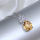 Glorious Citrine Pendant-Sterling Silver Citrine Wedding Necklace-Chain with Pendant-Citrine Huge Necklace-349 PILWALS