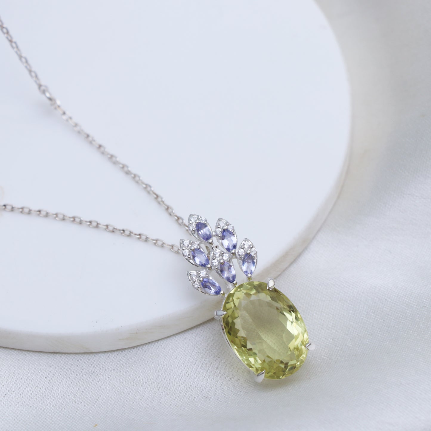 Lemon Quartz 925 Sterling Silver Pendant-Oval Cut Lemon Quartz Pendant-Big Quartz Pendant-Bridal Gift Necklace-349 PILWALS