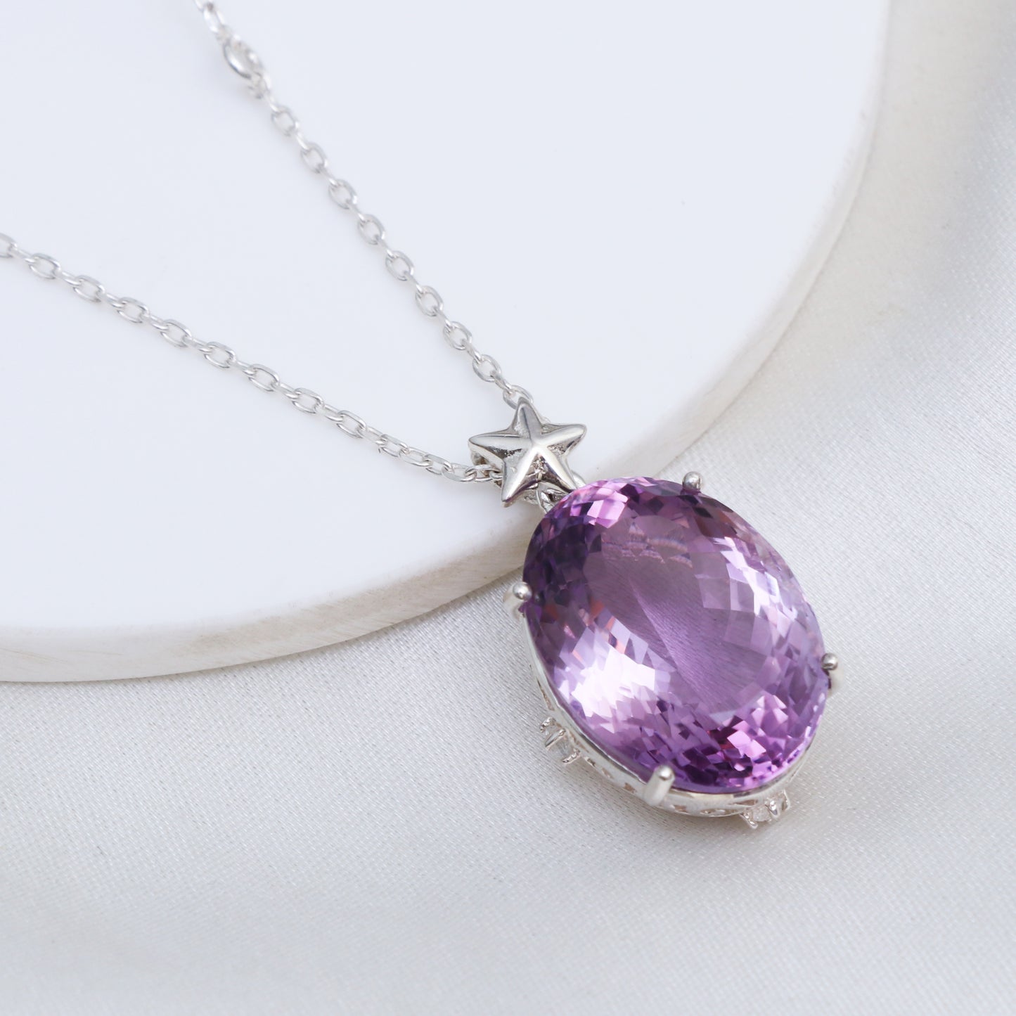 Natural Large Amethyst Necklace-Purple Gemstone Pendant-February Birthday Gift-Unisex Amethyst Pendant-339 PILWALS