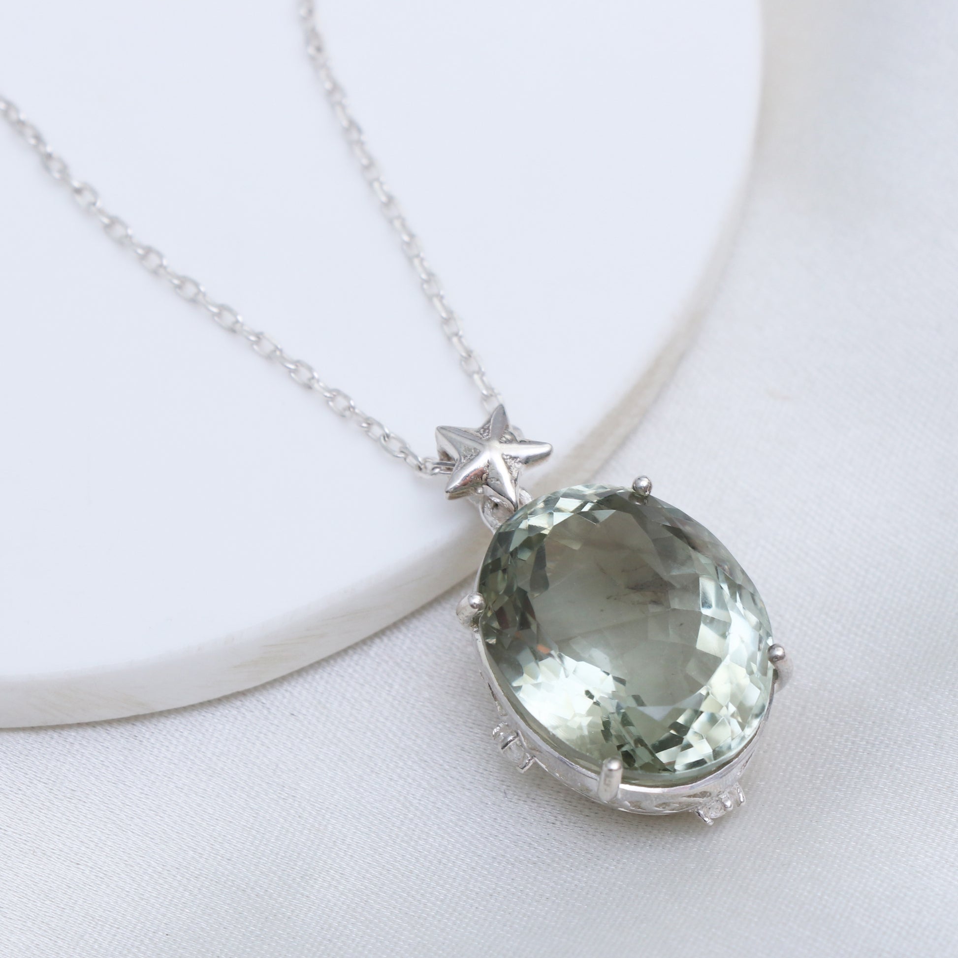 Green Amethyst Oval Pendant-Unique Pendant-One of Kind Pendant-925 Silver Pendant-Huge Gemstone Pendant-Gift For her-339 PILWALS