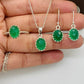 Green Onyx Pendant with Matching Earrings Set-925 Sterling Silver Gemstone Necklace-May Birthday Gift-Anniversary Gift For Her-726