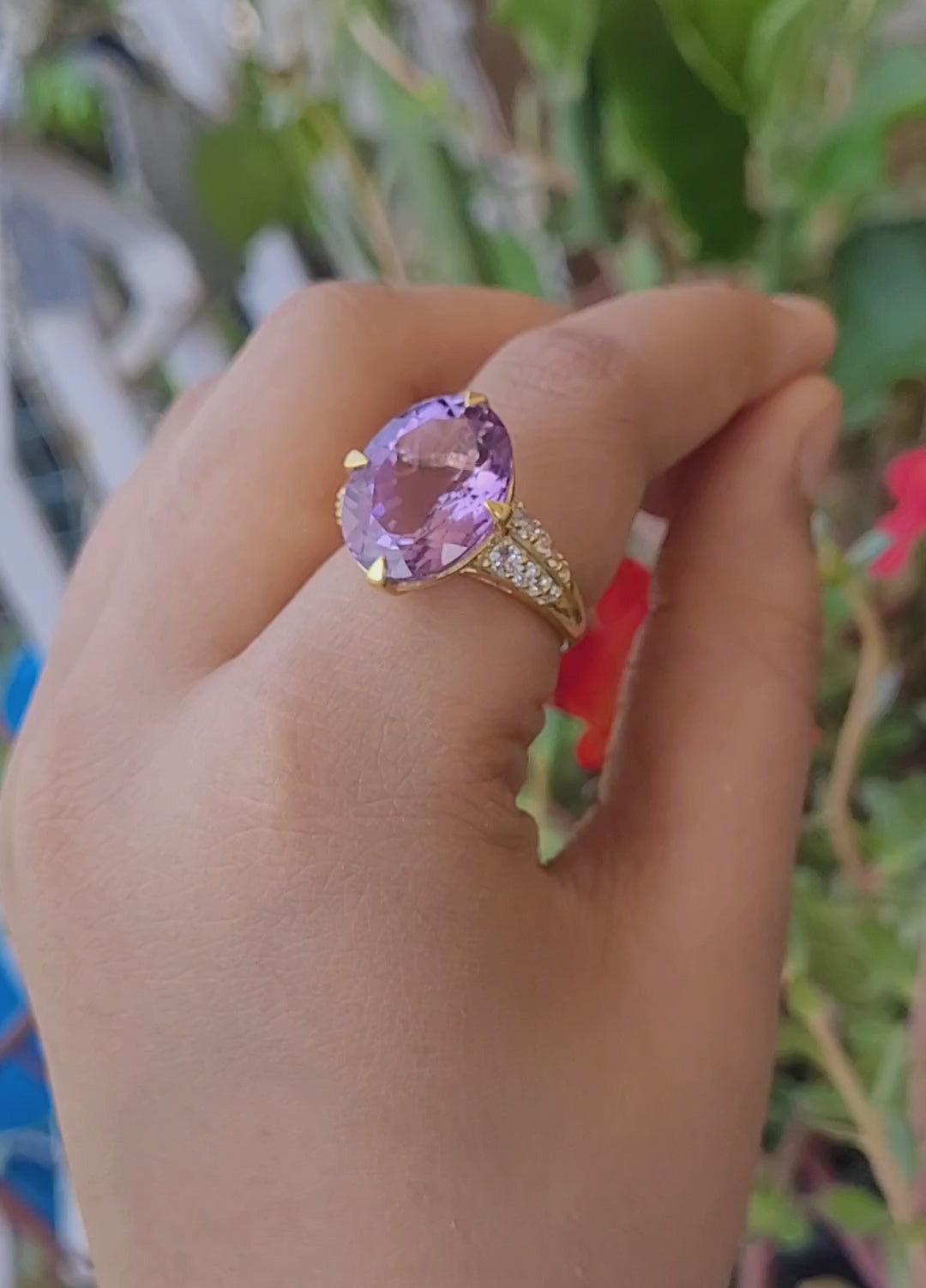 AAA Quilty Amethyst 14K Gold Ring Designer Amethyst Ring Wedding Ring PILWALS