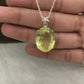 Elegant Lemon Quartz Pendant-Huge Quartz Silver Necklace-February Birthday Gift-Yellow Quartz Oval Pendant-339