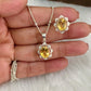 Natural Golden Citrine Flower Necklace-Handmade Silver Pendant Set-November Birthstone Jewelry-Gift For Wife-542