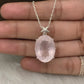 Natural Rose Quartz Silver Pendant-January Birthstone-Silver Chain With Pendant-925 Sterling Silver Necklace For Woman & Girls-339