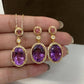 Natural Purple Amethyst Necklace-Topaz and Tourmaline Pendant-14k Gold Vermeil Jewelry-Bridal Purple Necklace-144