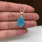 Aqua Chalcedony Necklace-Blue Gemstone Pendant Set-Oval Shape Pendant-March Birthstone-Gift for Her-749