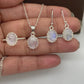 Natural Rainbow Moonstone Necklace and Earrings-925 Sterling Silver Handmade Set-Moonstone Smooth Oval Ring-726