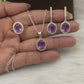 Natural Amethyst Oval Cut Necklace-Bridal Gift Necklace-Purple Gemstone Pendant-Dangle Drop Earrings-556