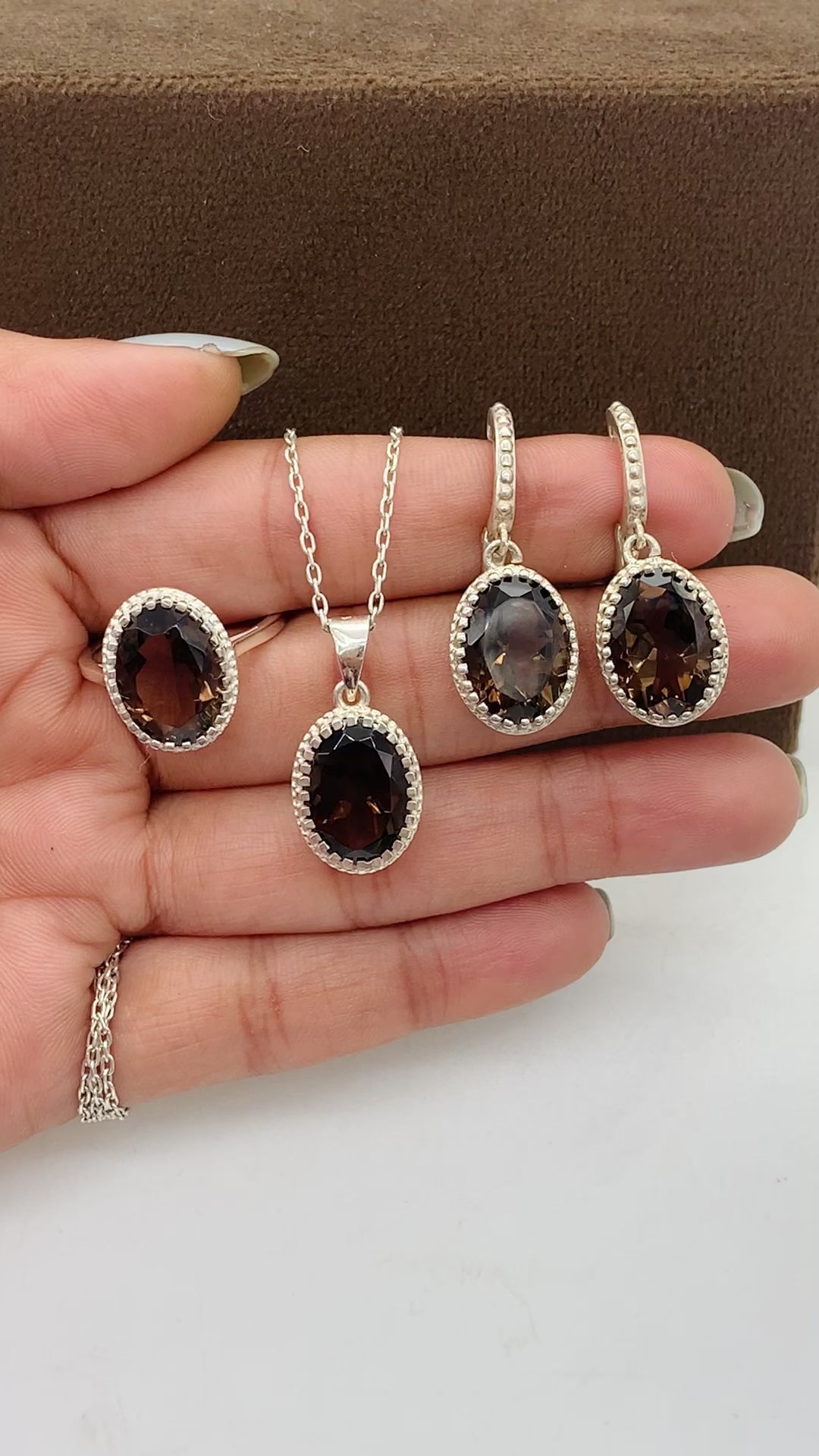 Smoky quartz jewelry sets hotsell