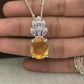 Glorious Citrine Pendant-Sterling Silver Citrine Wedding Necklace-Chain with Pendant-Citrine Huge Necklace-349