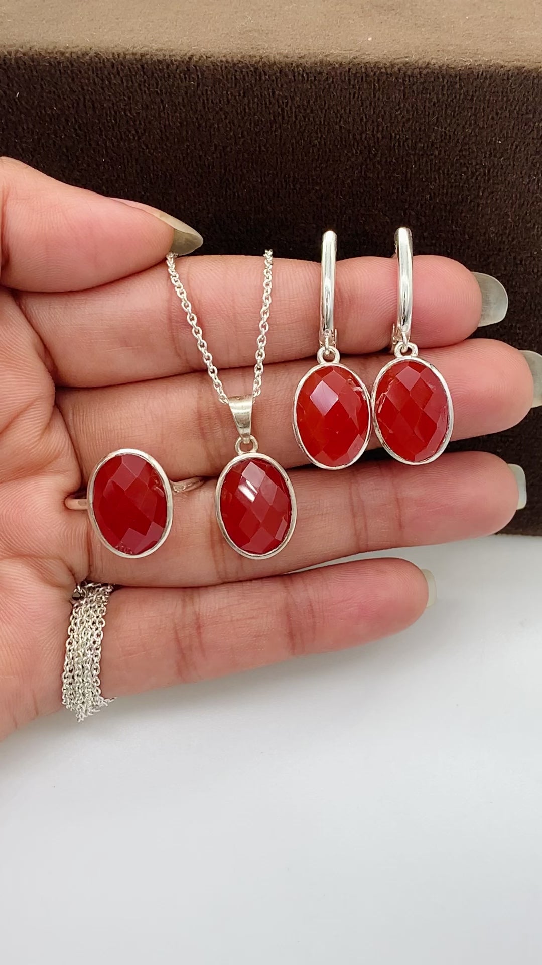 Natural Carnelian Pendant, 925 Solid Sterling Silver Large Pendant with Marquise Cut Faceted Red Carnelian Gemstone, high quality Bohemian Silver Pendant