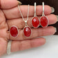 Natural Carnelian Silver Necklace-Red Gemstone Pendant Set-August Birthstone-4 Pieces Combo Set-Gift For Love-276