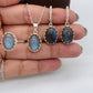 Natural Labradorite Necklace-March Birthday Gift-Vintage Silver Jewelry-Blue Flashy Labradorite Pendant With Earrings-117