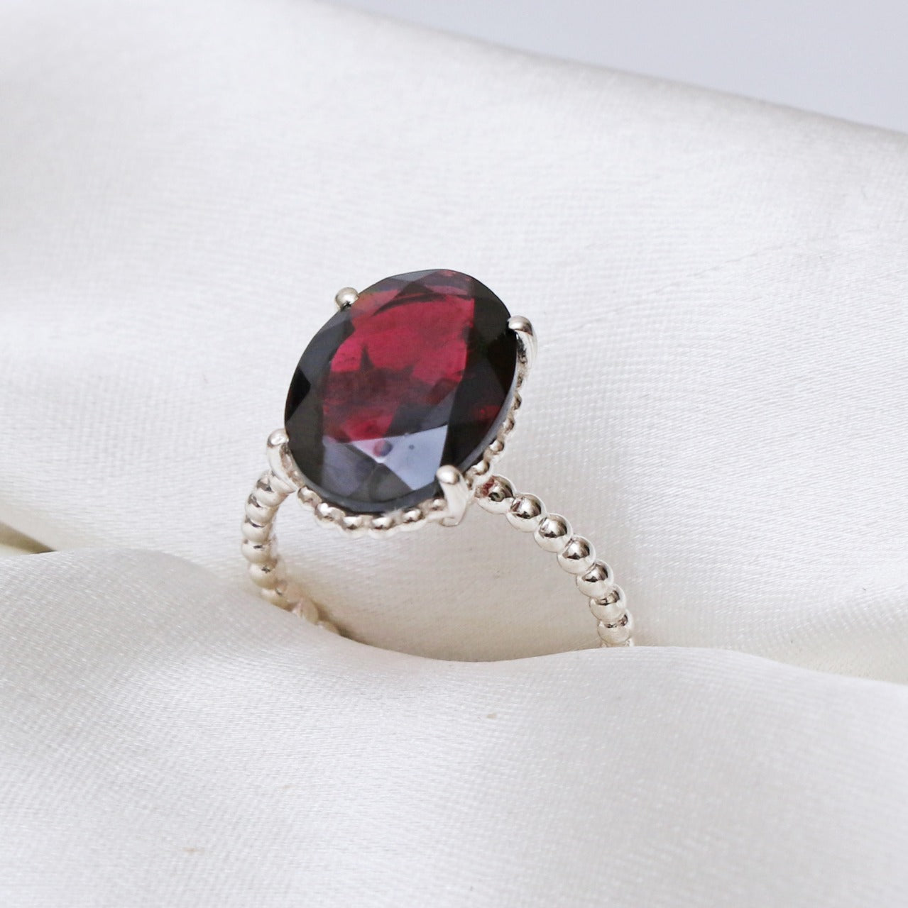 Red Garnet Engagement Ring-Oval Garnet Ring-732 PILWALS