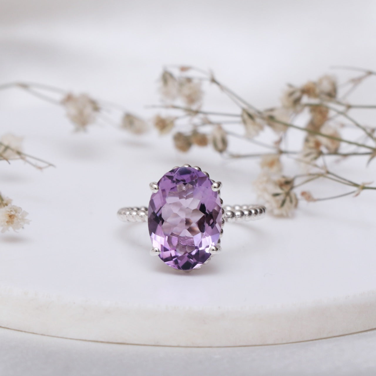 Natural Lavender Amethyst Ring-February Amethyst-732 PILWALS