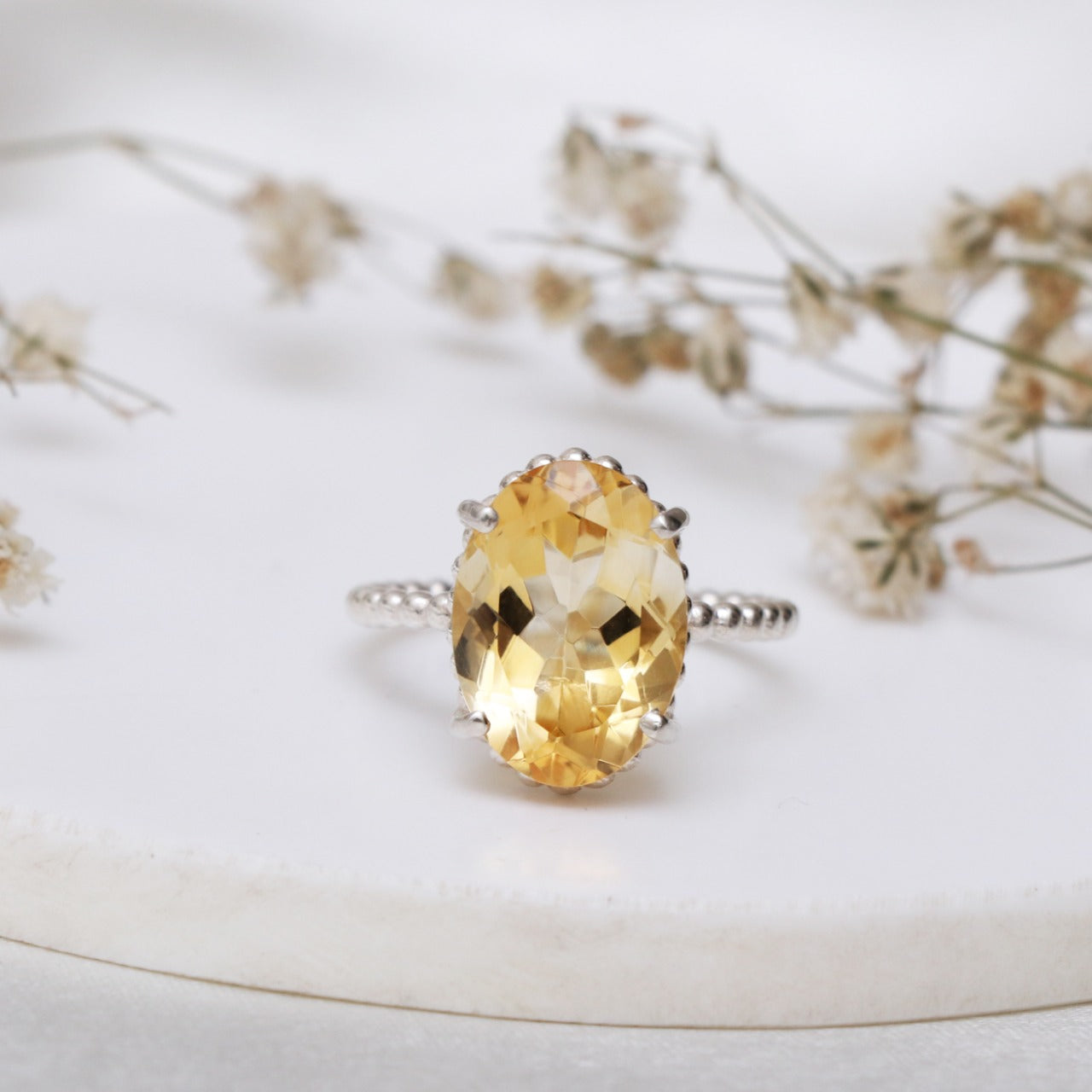 925 Solid Sterling Silver Citrine Ring-Natural Golden Citrine Ring-732 PILWALS