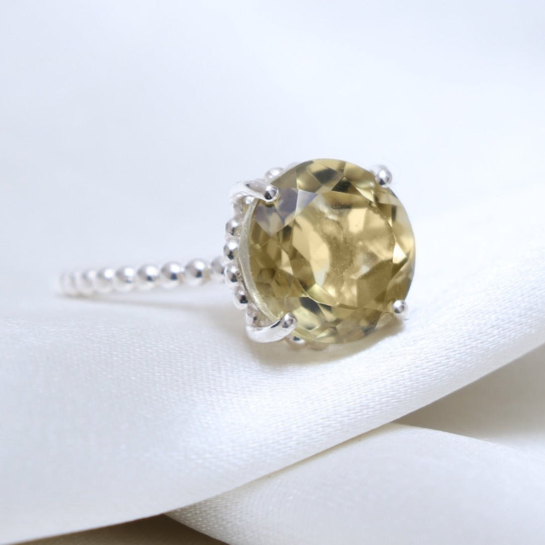 Trendy Lemon Quartz Sterling Silver Ring-1045 PILWALS