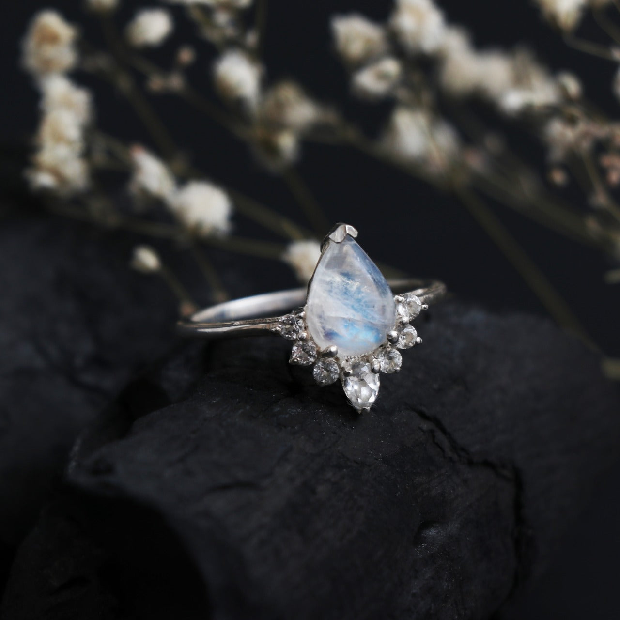 Vintage Rainbow Moonstone Ring, Perfect Gift For Her-707 PILWALS