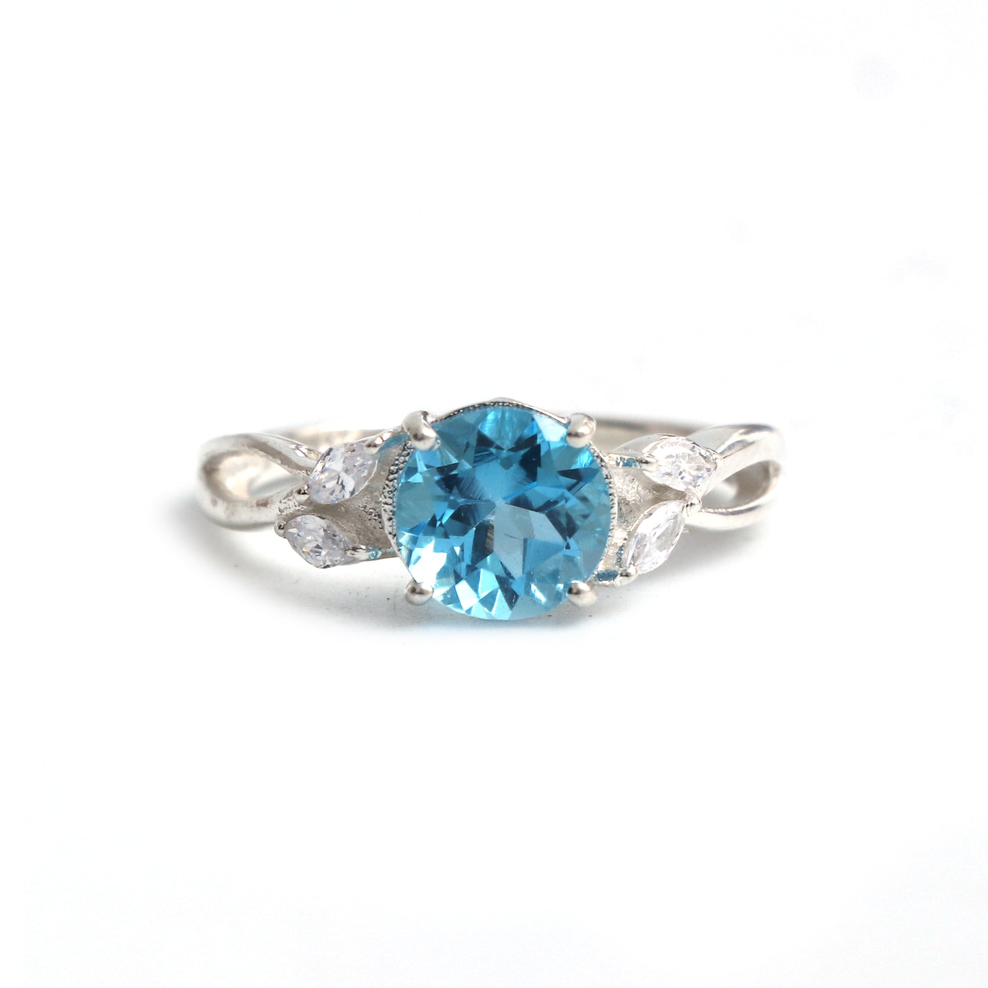 Shinning Blue Topaz Ring, Romantic Blue Topaz Engagement Ring-631 PILWALS