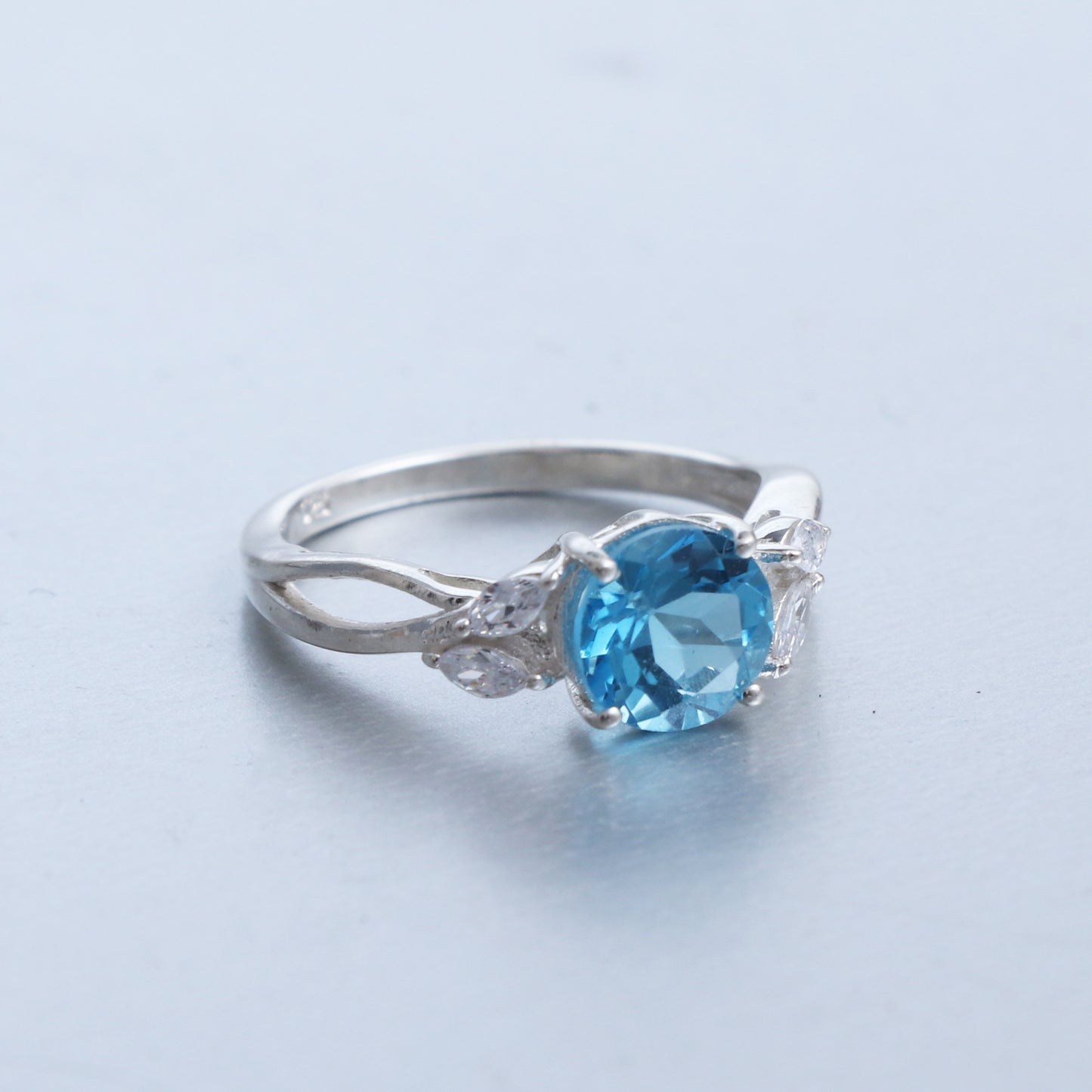 Shinning Blue Topaz Ring, Romantic Blue Topaz Engagement Ring-631 PILWALS