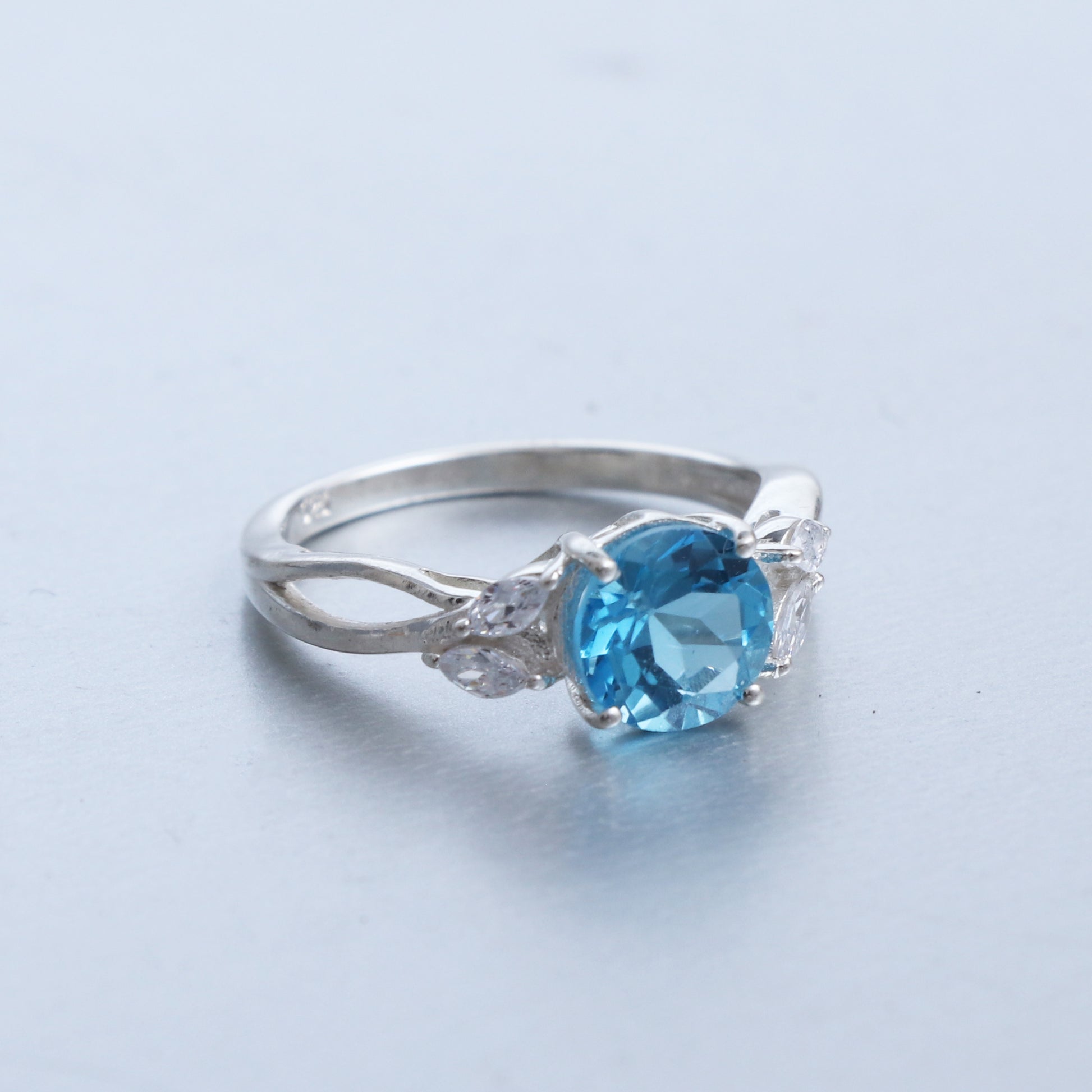 Shinning Blue Topaz Ring, Romantic Blue Topaz Engagement Ring-631 PILWALS