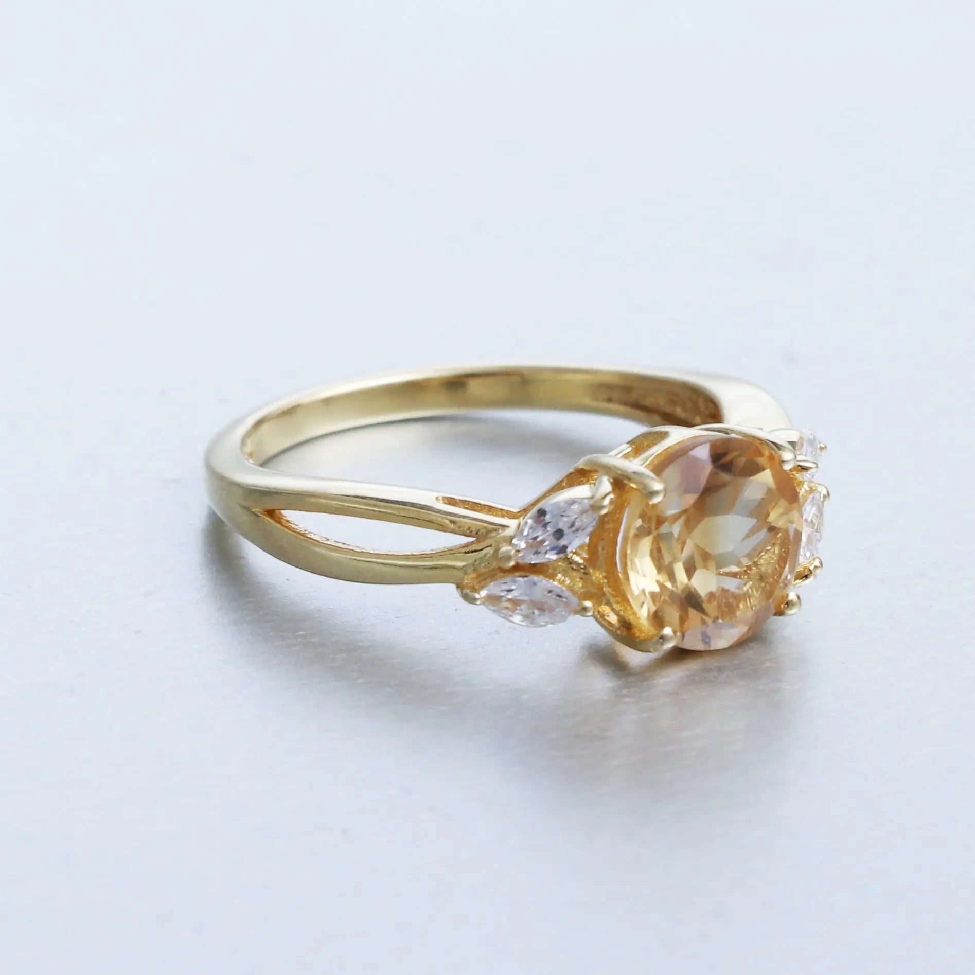 Dainty Golden Citrine Ring, Unique Engagement Ring-631 PILWALS