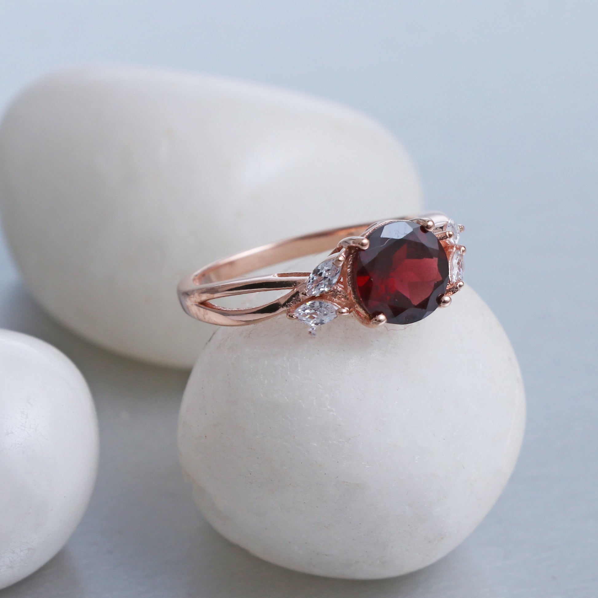 Dainty Garnet Promise Ring-Natural Garnet Delicate Ring-631 PILWALS