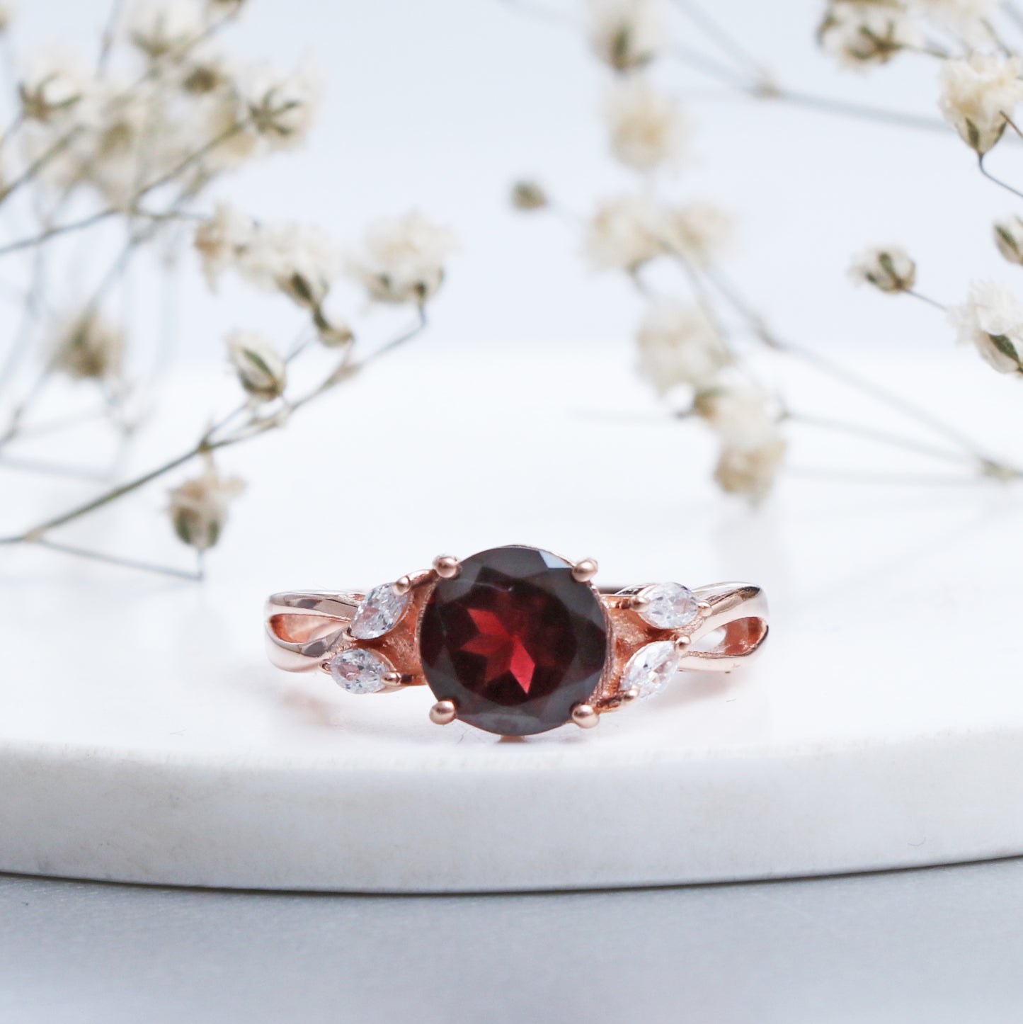 Dainty Garnet Promise Ring-Natural Garnet Delicate Ring-631 PILWALS