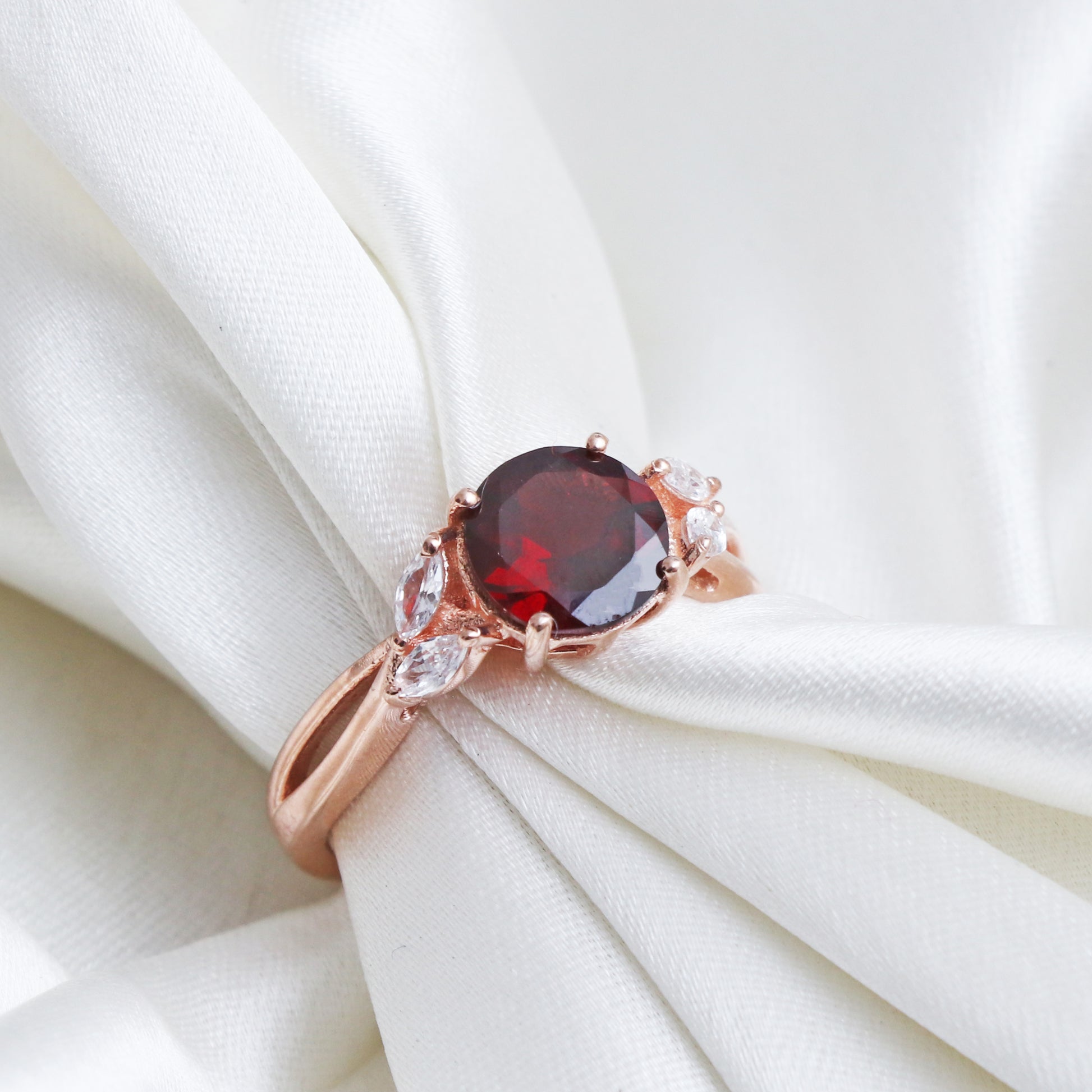 Dainty Garnet Promise Ring-Natural Garnet Delicate Ring-631 PILWALS