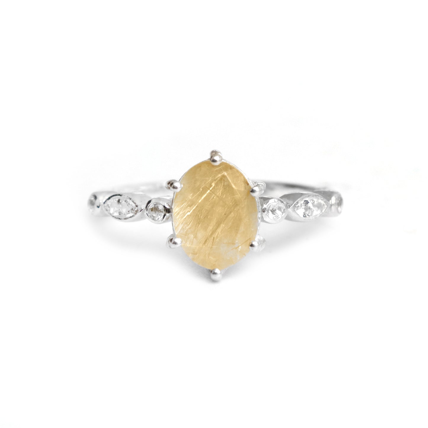 Amazing Rutile Quartz Silver Ring, Gorgeous Golden Rutile Gemstone Ring-730 PILWALS