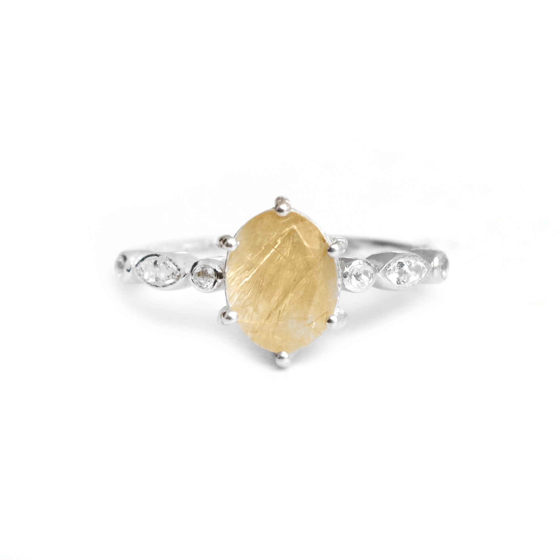 Amazing Rutile Quartz Silver Ring, Gorgeous Golden Rutile Gemstone Ring-730 PILWALS