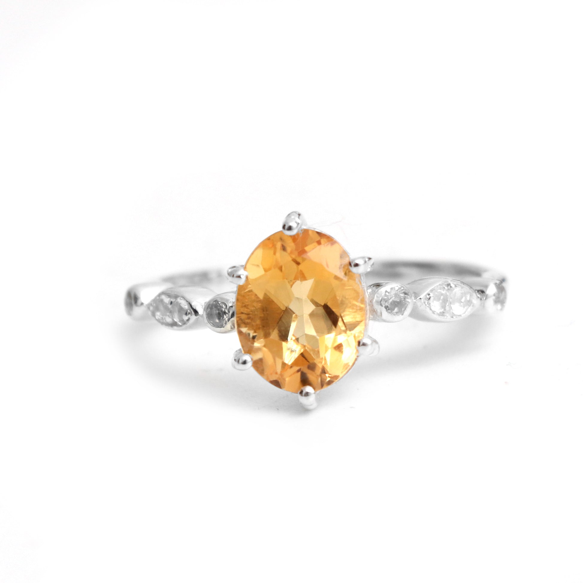 Natural Citrine Solitaire Ring-925 Sterling Silver Gemstone Jewelry-730 PILWALS